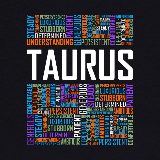 Taurus Zodiac Words by LetsBeginDesigns